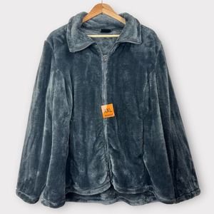 32 Degrees Heat Sweatshirt Plush Velvet Full Zip Gray XXL NWT